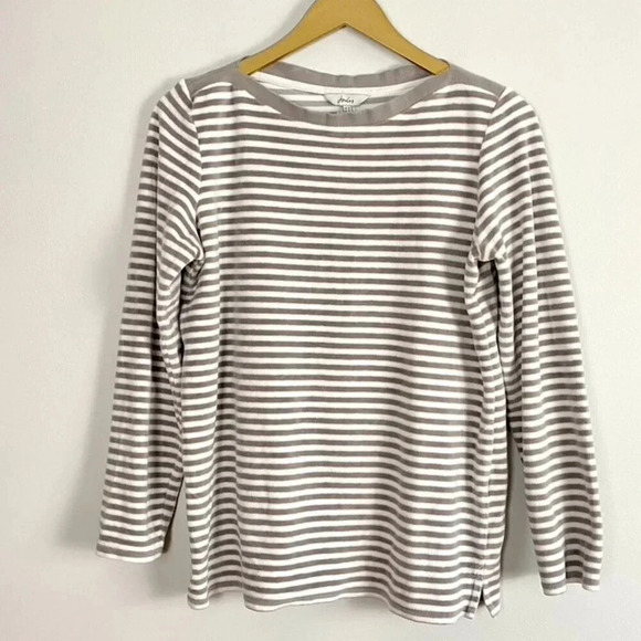Joules Gray and White Striped Sweatshirt - Picture 1 of 9